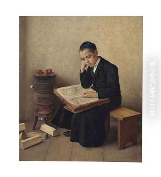 A Difficult Passage In The Talmud Oil Painting by Isidor Kaufmann