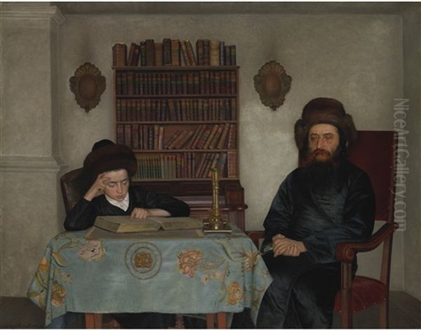 Rabbi With Young Student Oil Painting by Isidor Kaufmann