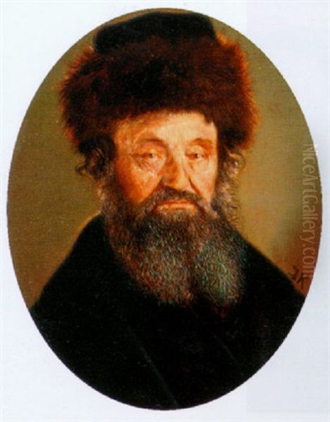 Portrait Of A Bearded Elder Oil Painting by Isidor Kaufmann