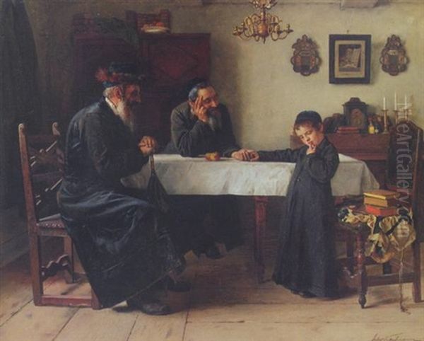 Der Besuch Des Rabbi Oil Painting by Isidor Kaufmann