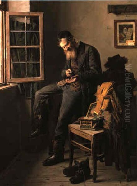 The Old Merchant Oil Painting by Isidor Kaufmann