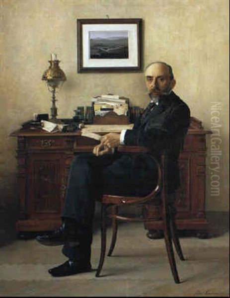 Man At His Desk Oil Painting by Isidor Kaufmann