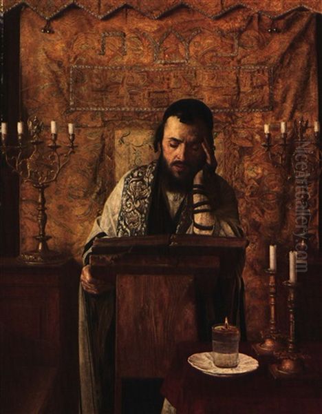 Young Rabbi At Prayer Oil Painting by Isidor Kaufmann