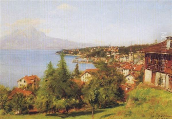 Blick Auf Weggis Und Den Pilatus Oil Painting by Joseph Klemens Kaufmann