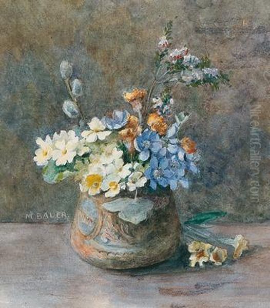 A Still Life With Spring Flowers Oil Painting by Marie Bauer