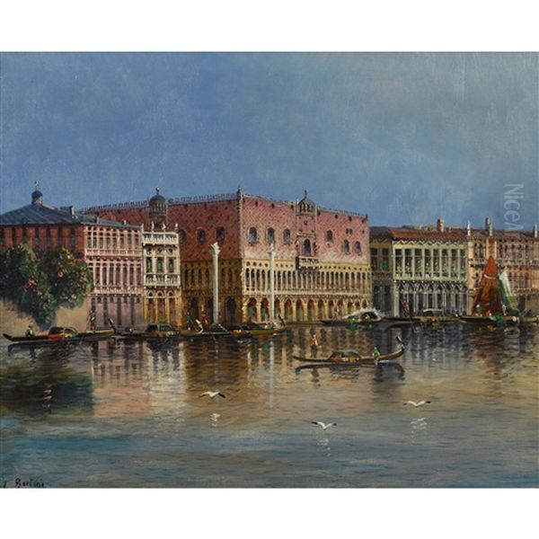 Gondeln Vor Dem Dogenpalast In Venedig Oil Painting by Karl Kaufmann