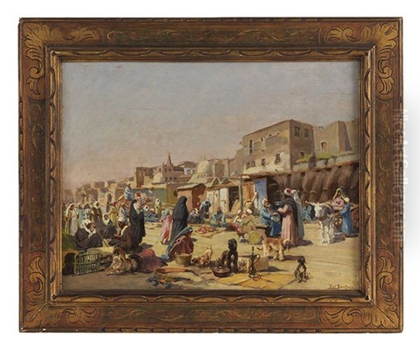 Algiers Market Oil Painting by Karl Kaufmann