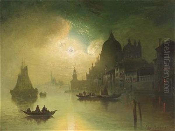 A Moonlit Night Over Venice Oil Painting by Karl Kaufmann