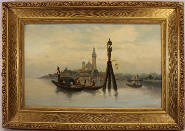 Gondolas In Venice Oil Painting by Karl Kaufmann