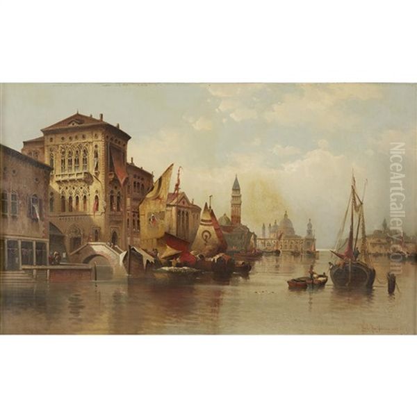 Venetian View Oil Painting by Karl Kaufmann