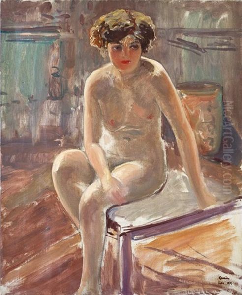 Femme Nue Assise Oil Painting by Leon Kamir Kaufmann