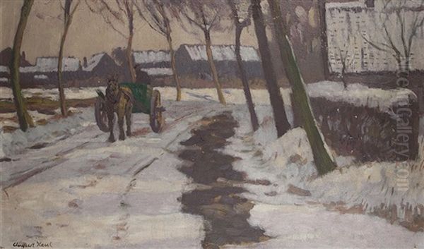 Winter Auf Der Alten Worringer Strase Oil Painting by August Kaul