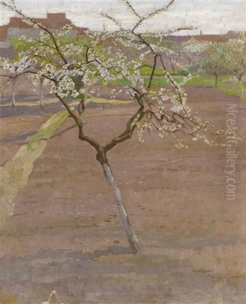 Bluhender Obstbaum Oil Painting by August Kaul