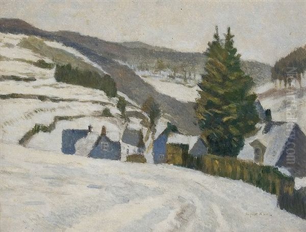 Winter In The Low Mountain Range Oil Painting by August Kaul