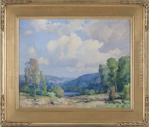 Clouds Over A Hilly Landscape Oil Painting by William Jurian Kaula