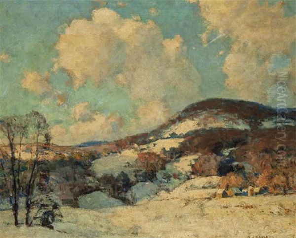 A Winter Landscape Oil Painting by William Jurian Kaula