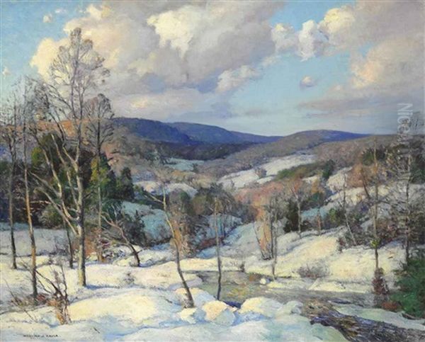 Winter In Temple, New Hampshire Oil Painting by William Jurian Kaula