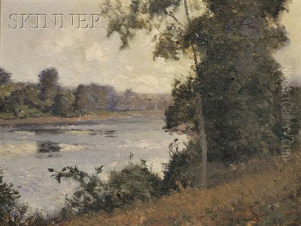 The River Bank Oil Painting by William Jurian Kaula