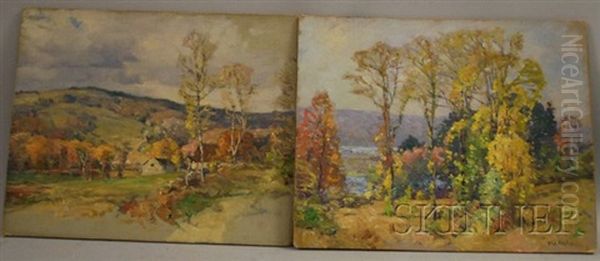 Elm Trees, Autumn (+ Hillside Vista; 2 Works) by William Jurian Kaula