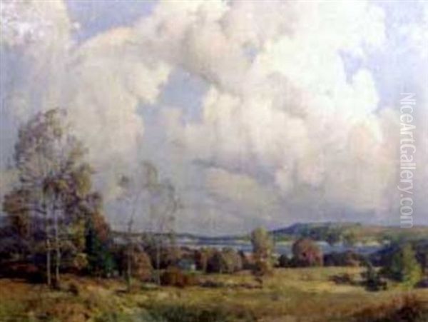 A Panoramic Coastal Landscape Oil Painting by William Jurian Kaula