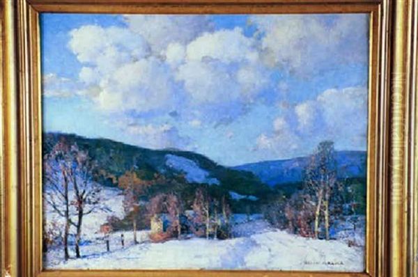 Temple Hills In Winter, New Hampshire Oil Painting by William Jurian Kaula