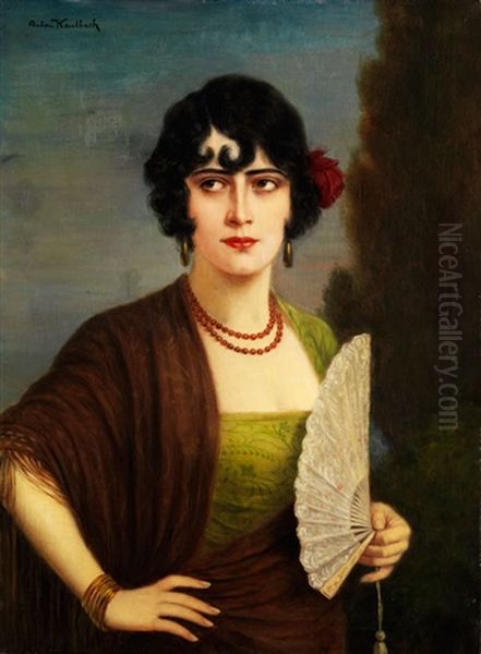 Portrait Einer Jungen Frau Als Spanierin Oil Painting by Anton Kaulbach