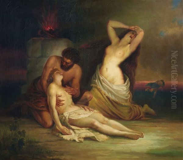 Lamentation Of A Young Woman Oil Painting by Friedrich Kaulbach