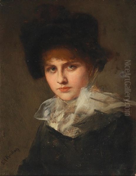 Portrait Of A Young Lady Oil Painting by Friedrich August von Kaulbach