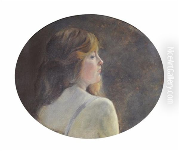 Portrait De Femme Vue De Dos Oil Painting by Friedrich August von Kaulbach