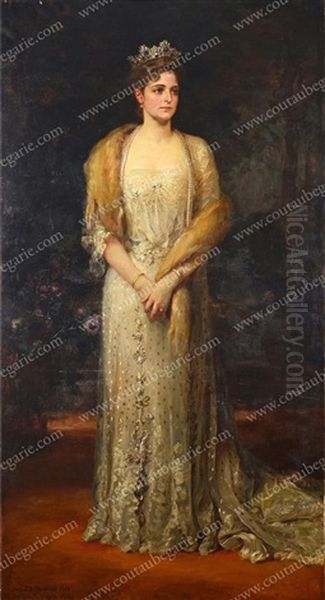 Portrait En Pied De L'imperatrice Alexandra Feodorovna De Russie Oil Painting by Friedrich August von Kaulbach