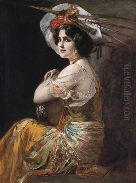 The Tambourine Girl Oil Painting by Friedrich August von Kaulbach