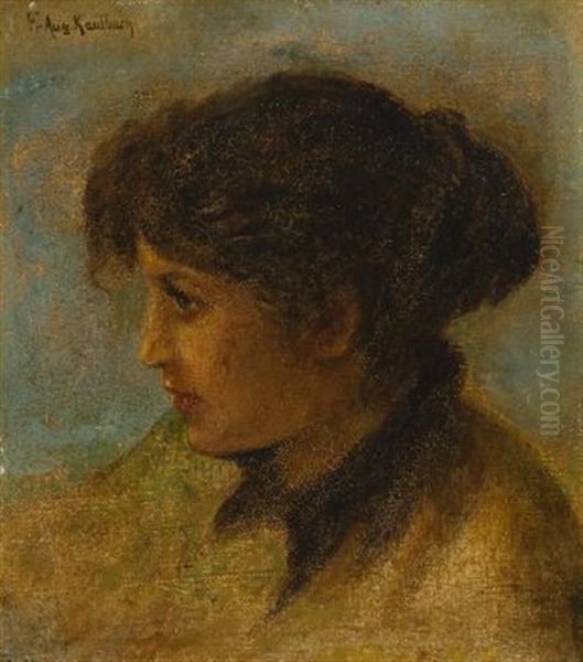 Junge Frau Im Profil Oil Painting by Friedrich August von Kaulbach