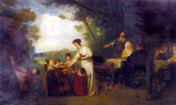 Familie Im Garten Oil Painting by Friedrich August von Kaulbach