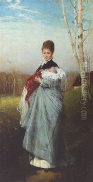 Mutter Und Kind Oil Painting by Friedrich August von Kaulbach