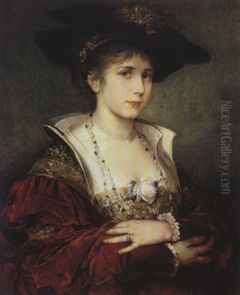 Bildnis Einer Eleganten Dame Oil Painting by Friedrich August von Kaulbach