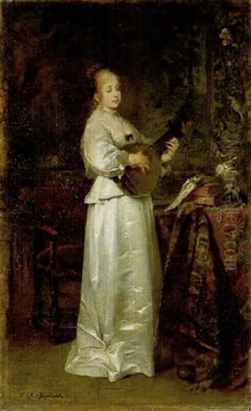 Junge Mandolinenspielerin Oil Painting by Friedrich August von Kaulbach