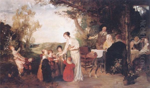 Maientag (im Freien Tafelnde Gesellschaft) Oil Painting by Friedrich August von Kaulbach