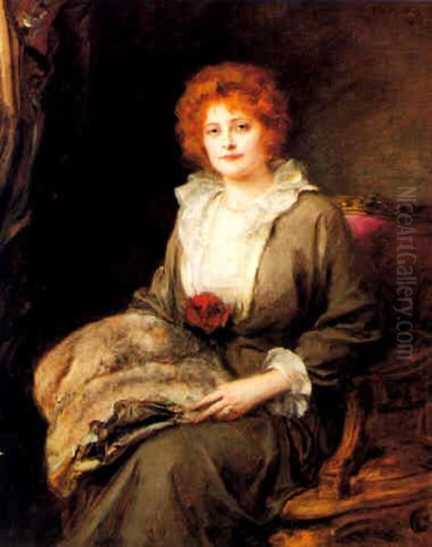 Portrait Von Frau Tico Anschutz-kaempfe Oil Painting by Friedrich August von Kaulbach