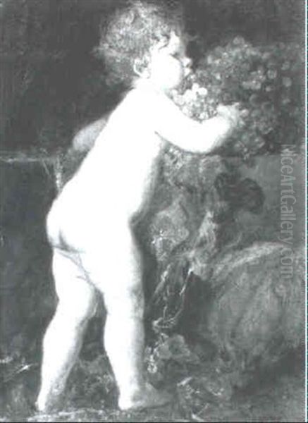 The Infant Bacchus Oil Painting by Friedrich August von Kaulbach