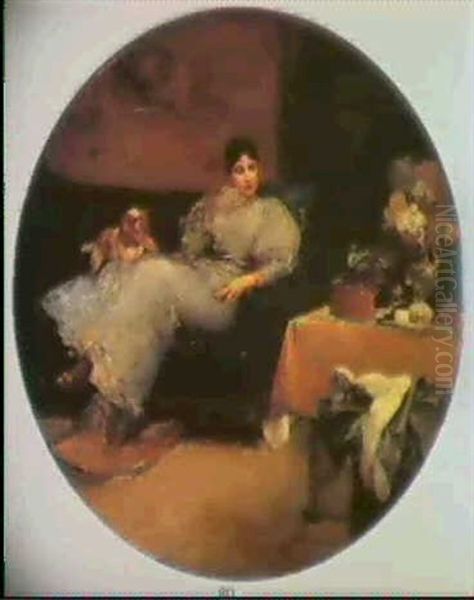 Dame Auf Sofa Oil Painting by Friedrich August von Kaulbach