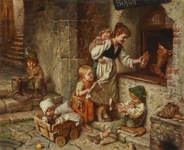 Scene With Village Cobbler Oil Painting by Hermann Kaulbach