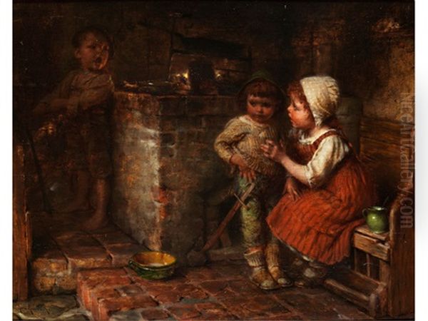 Der Streit Wird Geschlichtet Oil Painting by Hermann Kaulbach