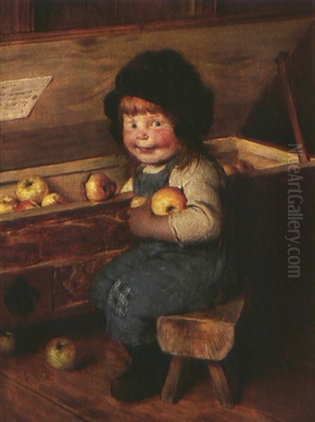 Die Kleine Apfeldiebin by Hermann Kaulbach