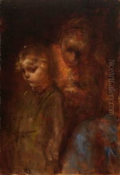 Junge Mutter Mit Ihrem Kind Oil Painting by Hermann Kaulbach