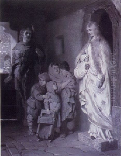 Die Beschenkung Der Soldnerkinder Mit Brot Durch Die Heilige Elisabeth Von Thuringen Oil Painting by Hermann Kaulbach