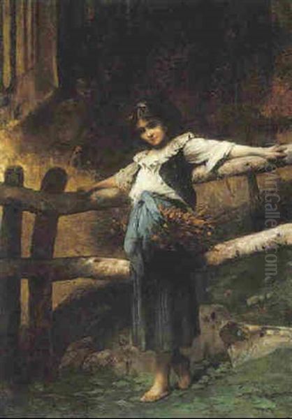 The Faggot Gatherer Oil Painting by Hermann Kaulbach