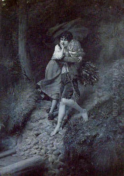 Urich Mit Ruth Im Walde Oil Painting by Hermann Kaulbach