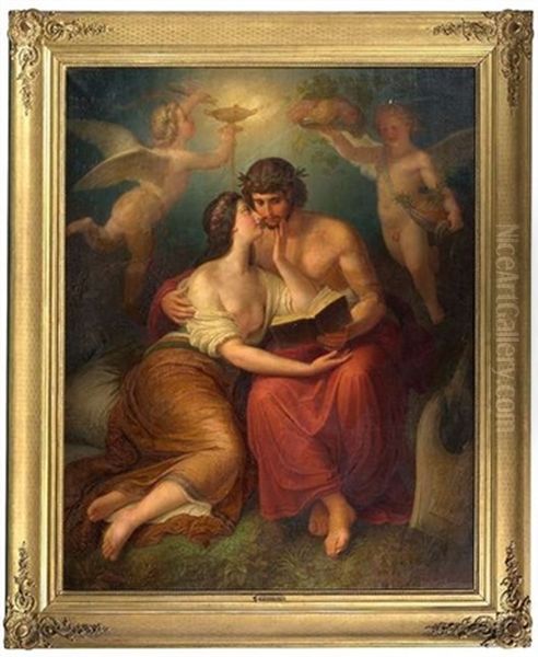 Anakreon Mit Der Geliebten (poesie Und Liebe) Oil Painting by Wilhelm von Kaulbach