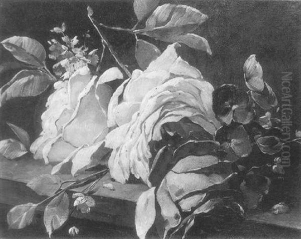 Stilleben Mit Rosen Oil Painting by Wilhelm von Kaulbach