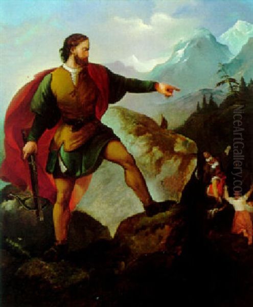 Wilhelm Tell Lauert Gessler In Der Hohlen Gasse Auf Oil Painting by Wilhelm von Kaulbach